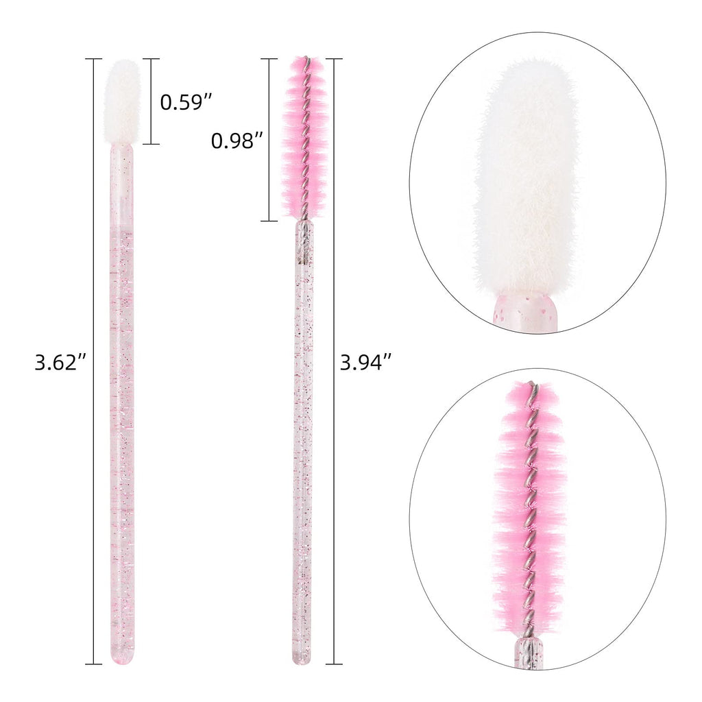 Tbestmax 400 Spoolies Mascara Wand and Lip Brush Disposable Lash Brushes for Eyelash Extensions, Lipstick Lip Gloss Wands Applicator Tool (Pink)