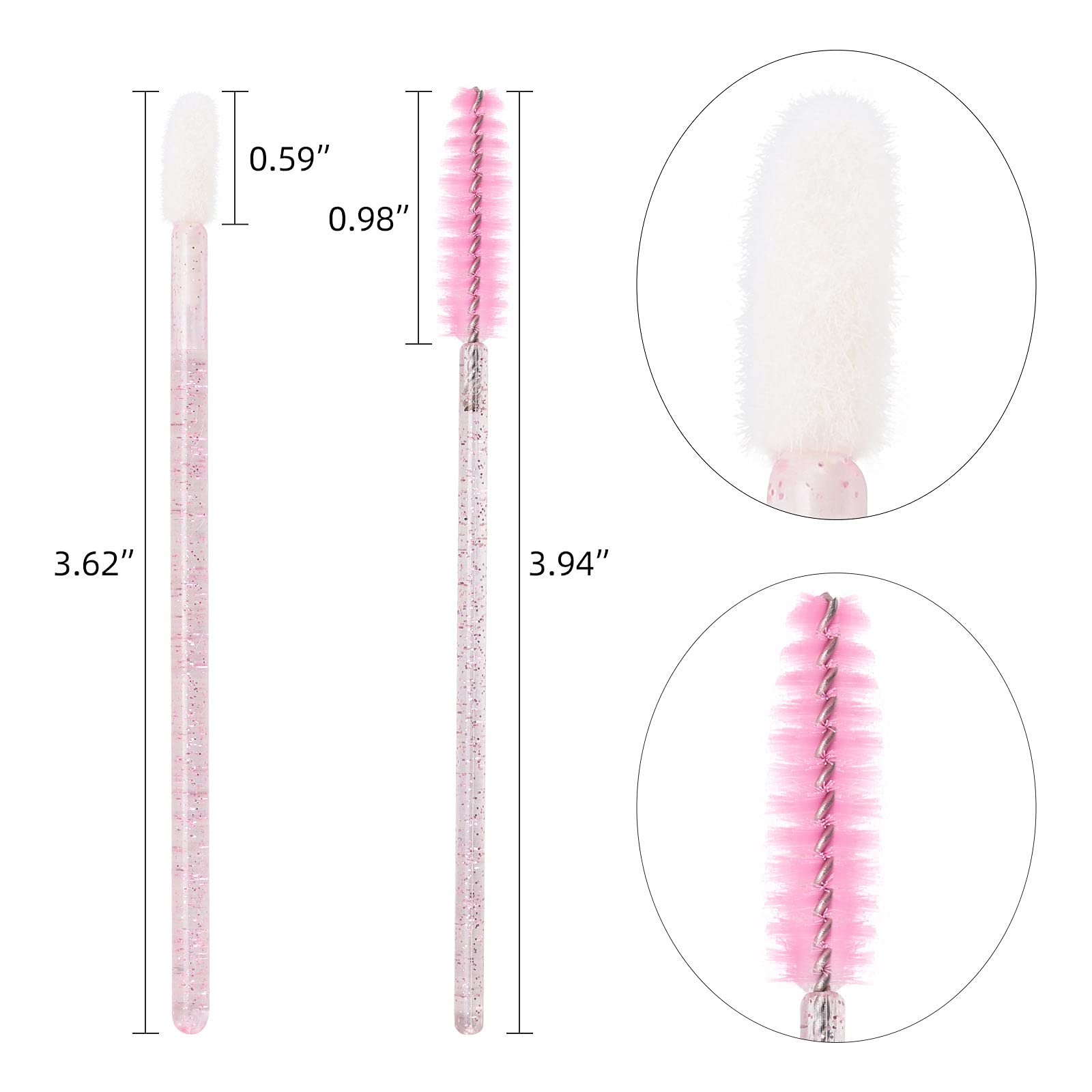 Tbestmax 400 Spoolies Mascara Wand and Lip Brush Disposable Lash Brushes for Eyelash Extensions, Lipstick Lip Gloss Wands Applicator Tool (Pink)