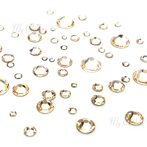 SILK (391) 144 pcs Swarovski 2058/2088 Crystal Flatbacks rhinestones nail art mixed with Sizes ss5, ss7, ss9, ss12, ss16, ss20, ss30