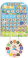 Skiennix Interactive Wooden Calendar for Kids Ages 3+ | Teaches Seasons & Daily Activities (12 x 15 Inches)