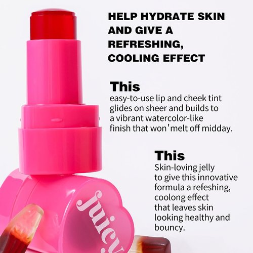 Multi-Use Water Jelly Tint Stick Sheer Lip & Cheek Stain Finish, 3-In-1 Cheek Blush & Eyeshadow & Lip Tinted Long-Lasting Moisture - 1,000+ Swipes Per Stick (# 03, 0.32oz)