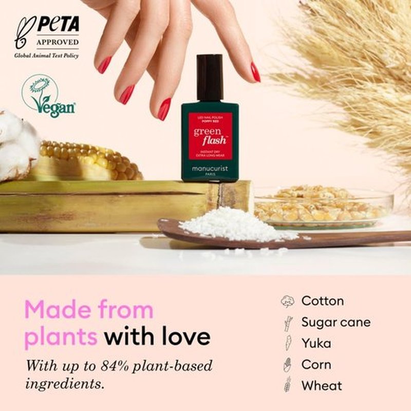 Manucurist • Green Flash LED Gel Nail Polish • Vegan • 12-Free, Plant-Based (61%) Gel Polish • Made in France • 0.5 fl oz (MILKY WHITE)