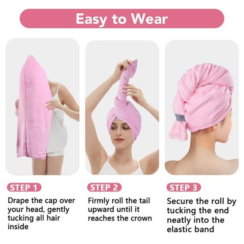 AIDEA Microfiber Hair Towel, Open Wide-End Hair Towels, Super Absorbent Hair Towel Wrap for Women, 5Pack, 31.5×18.9 inch
