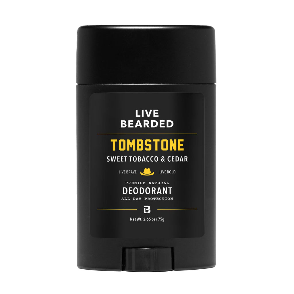 LIVE BEARDED® Men's Aluminum Free Deodorant, 1 Stick, Tombstone Scent