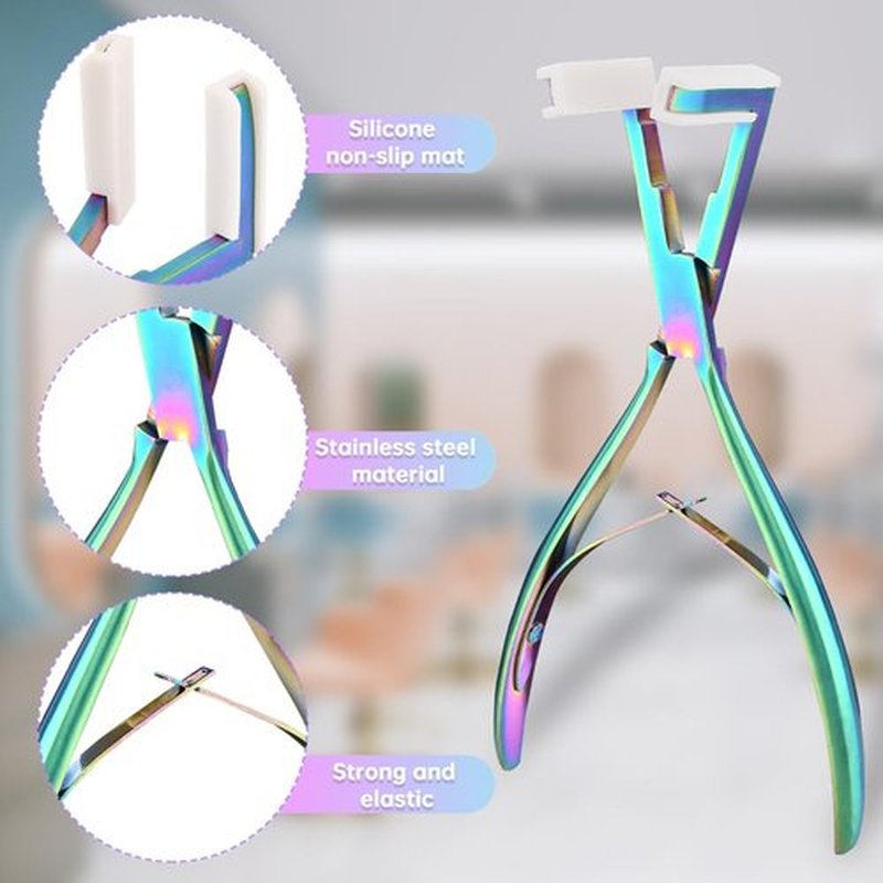 Trasylph Tape in Hair Extension Tools Kit,with Hair Extensions Sealing Clamp Plier,5 Sheets Hair Extension Tape,2 Black Hair Gripper Sticker,9 Clips,3 Hair Parting Ring,for Women Hair