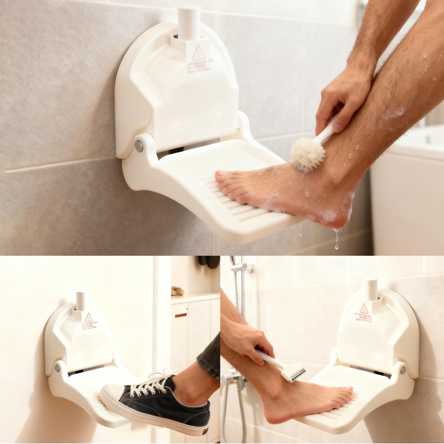 Loorieen Shower Foot Rest for Shaving Legs,Shower Shaving Foot Rest,Foot Rest for Shower with Powerful Suction Cup,Foldable Shaving Step for Inside Shower,Easy to Carry While Traveling