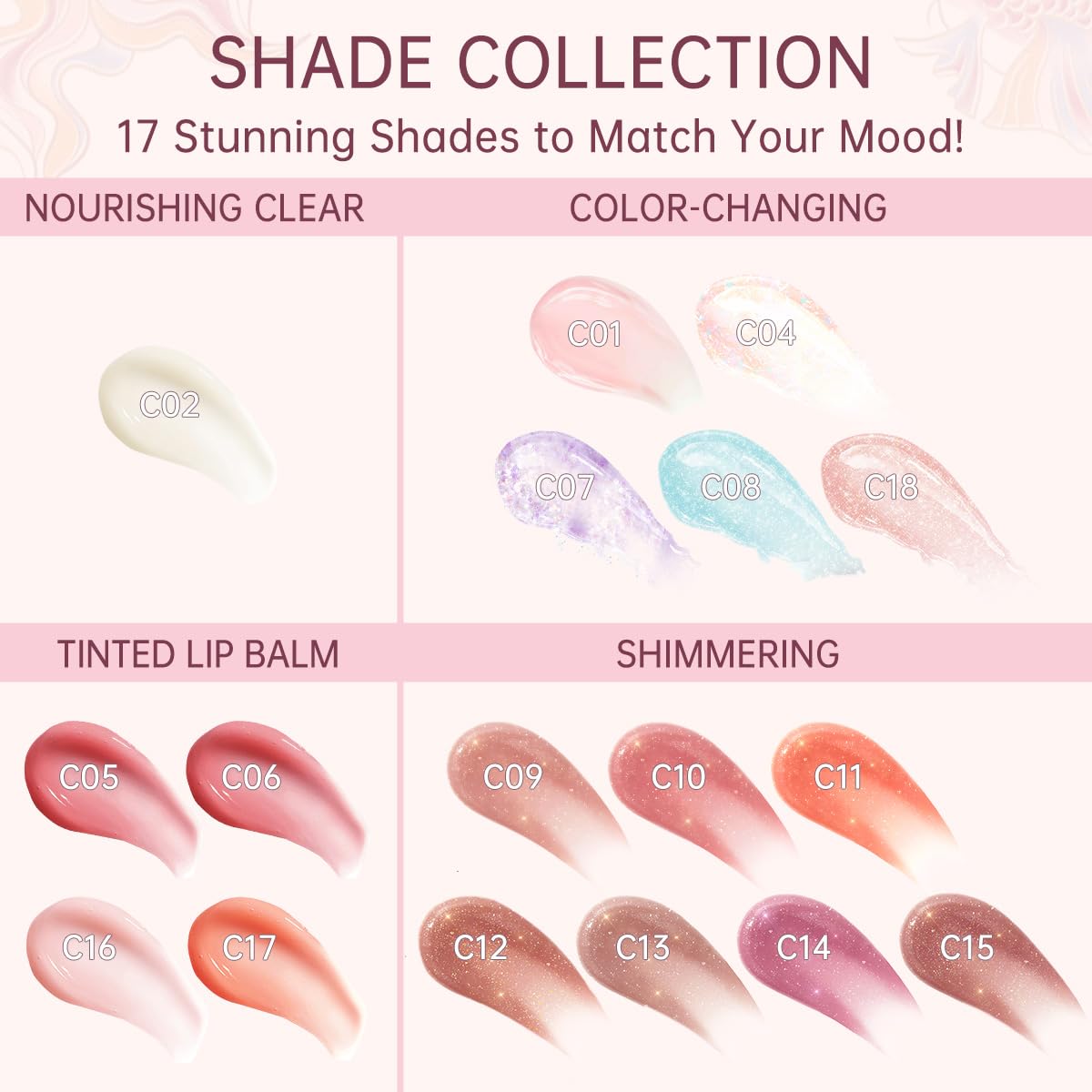 CATKIN Lip Balm Tinted Color Changing Lipstick Ultra Hydrating Lip Deep Moistrurize Lip Care with Vitamin E Nourishing For Cracked & Dry Lips 0.12 oz C21