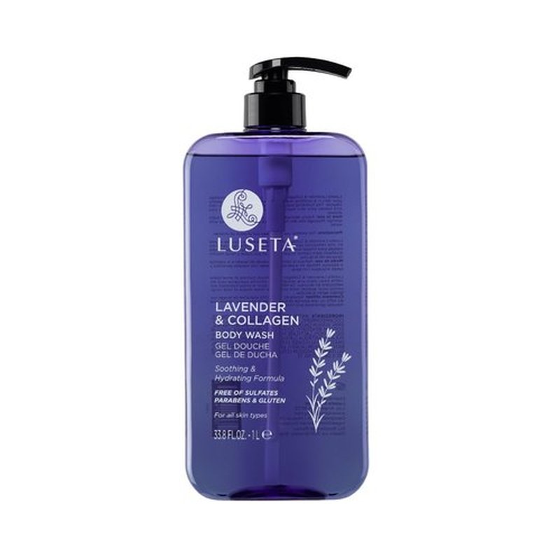 Luseta Lavender & Collagen Body Wash for Women and Men, Moisturizes and Soothes the Skin with Calming Aroma, Enhances Hydration Shower Gel Body Wash, Sulfate & Paraben-Free 33.8oz