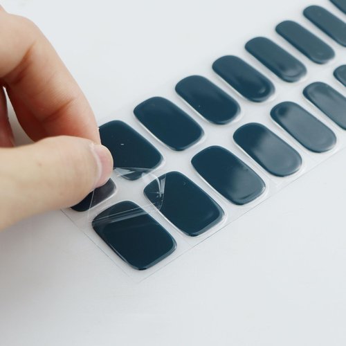 JMEOWIO Gel Nail Stickers Dark Blue Semi Cured Gel Nail Strips Wraps UV/LED Nails Art Design Decoration Accessories