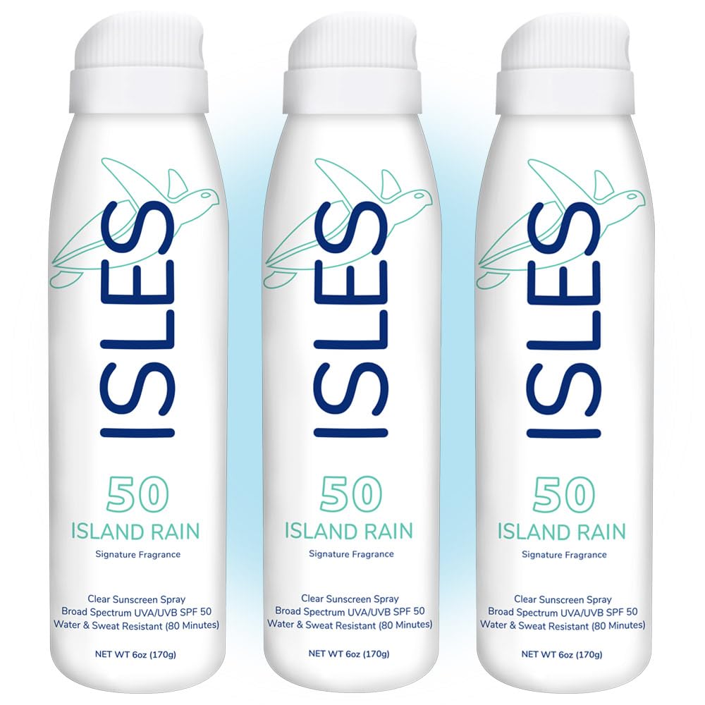 Coral Isles Island Rain Sunscreen Spray SPF 50 - Hawaii Compliant - Oxybenzone & Octinoxate Free - Broad Spectrum - Water Resistant, 6 Fl Oz (Pack of 3)