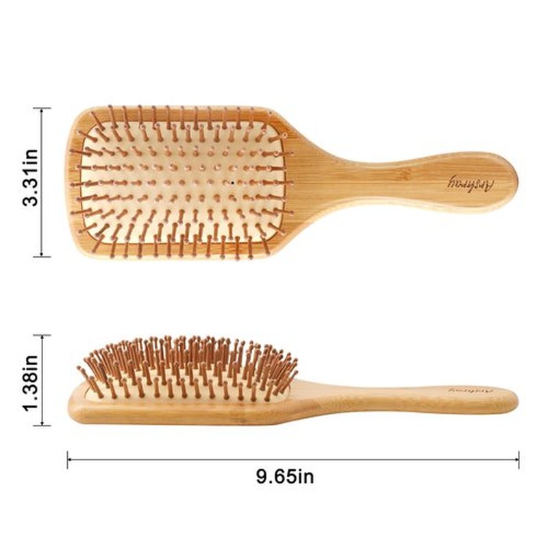 Arshray Natural Bamboo Bristles,Soft Bristle Cushion,Reduce Static Electricity,Hair Comb Teeth Round and Smooth,Promote Scalp Blood Circulation,Ergonomic Handle