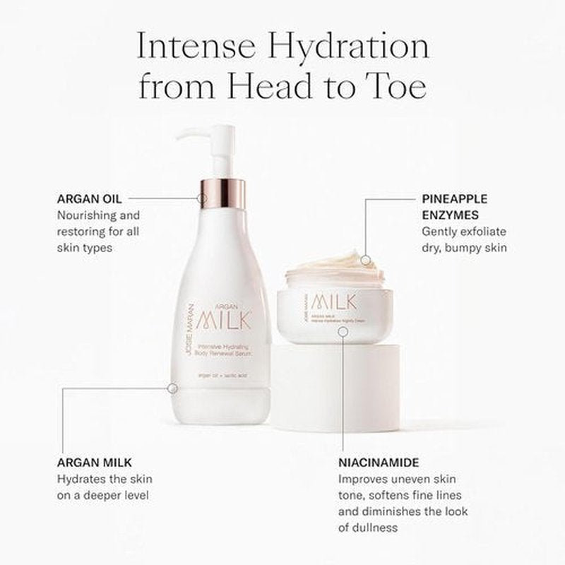 Josie Maran Argan Milk Body Care Gift Set - Intense Hydration Serum & Night Cream - Fast-Absorbing Formula (2 Count)