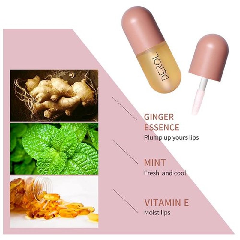 Skiennix Natural Hydrating Lip Plumper - Moisturizing Lip Serum for Fullness, 5.5ml Ginger Essence