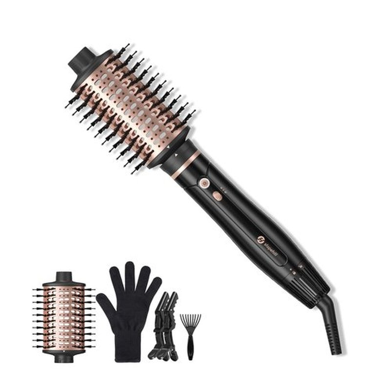 slopehill High Speed Hair Blow Dryer Brush, 6X Ultra-Fast Drying All in One Ionic Hot Air Brush Adds Shine, Volume & Fullness for Smooth, Frizz-Free & Blowout Styles, 8 Modes 60mm & 75mm Brushes