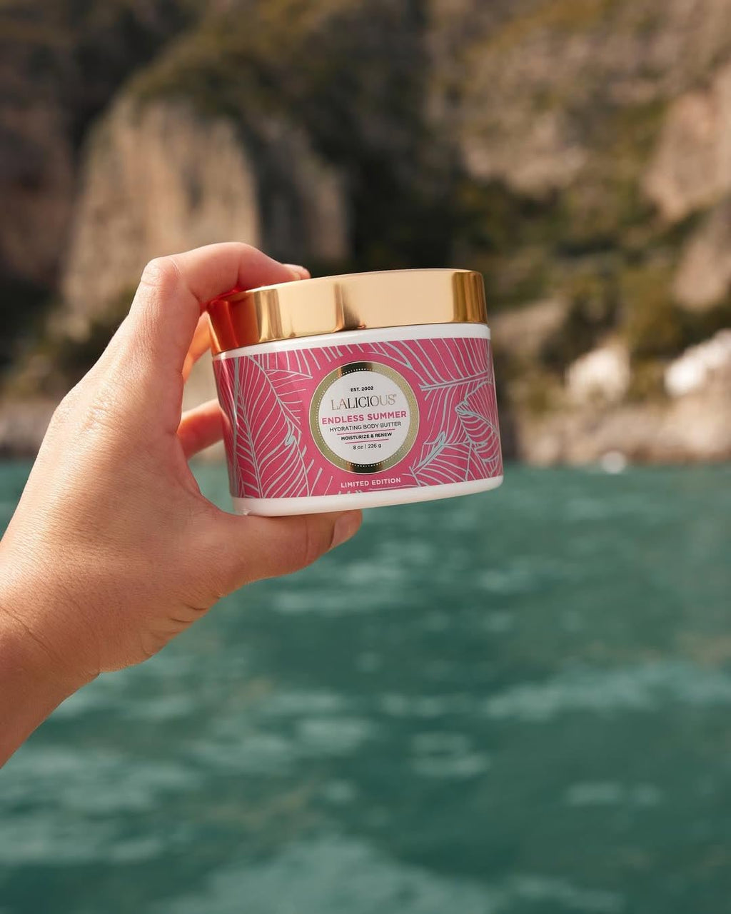 LALICIOUS Endless Summer Whipped Body Butter 8oz | Shea Butter + Hyaluronic Acid Body Cream | Deep Moisturizing Lotion for Dry Skin | Vitamin C & Peptides | Non-Greasy, Firming & Skin-Softening