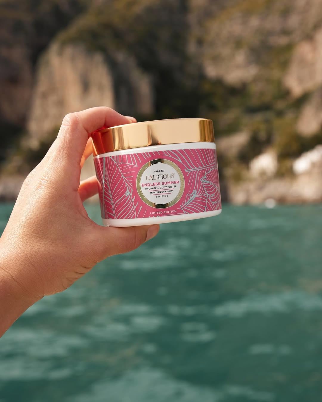 LALICIOUS Endless Summer Whipped Body Butter 8oz | Shea Butter + Hyaluronic Acid Body Cream | Deep Moisturizing Lotion for Dry Skin | Vitamin C & Peptides | Non-Greasy, Firming & Skin-Softening