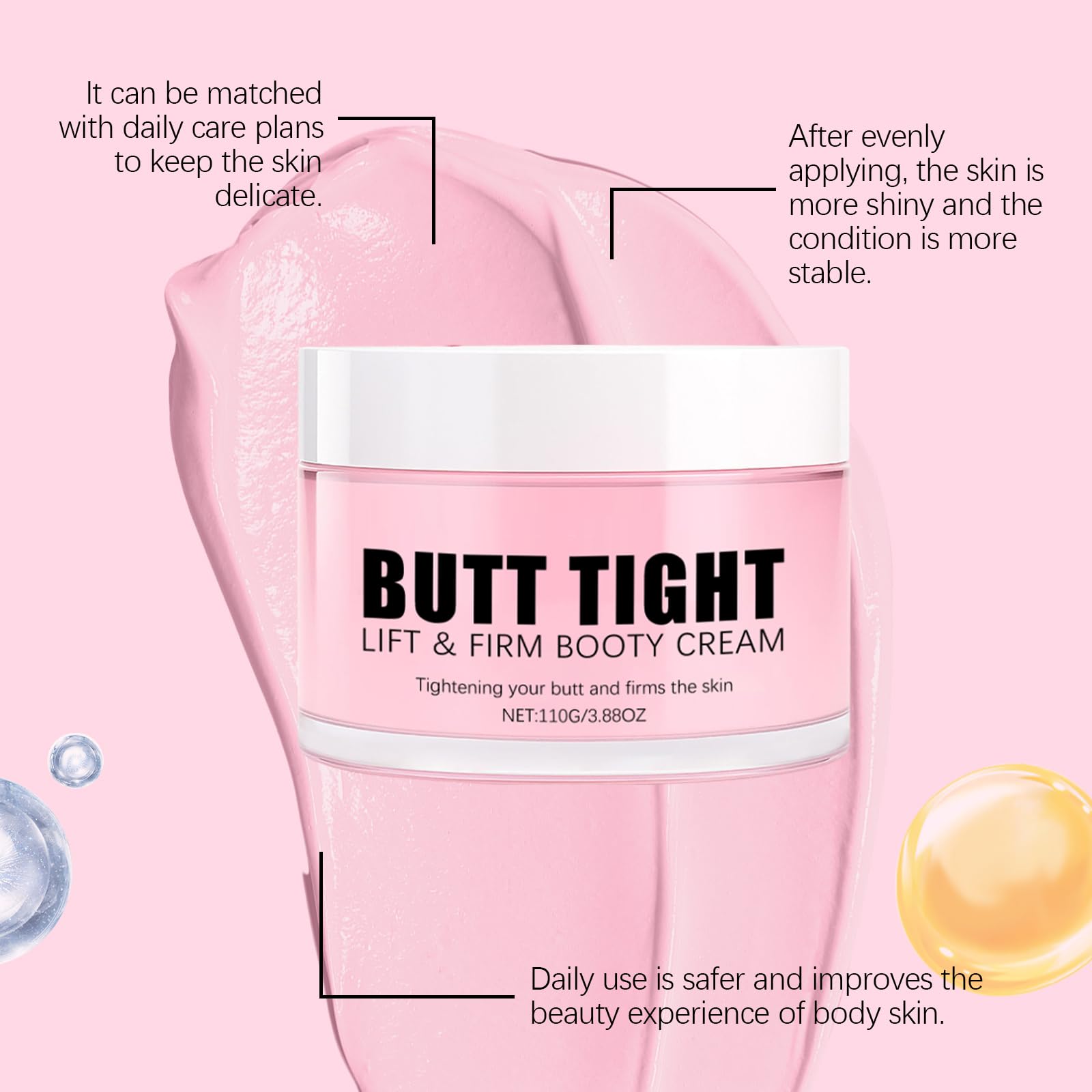 KunMan Butt Tight Lift Cream, Cellulite Cream, Firm and Smooth Booty Skin, Tighten the Leg Skin, Reduce Loose and Crepey, Bum Mask for Booty, Thighs, Belly & Arms 3.38 fl oz