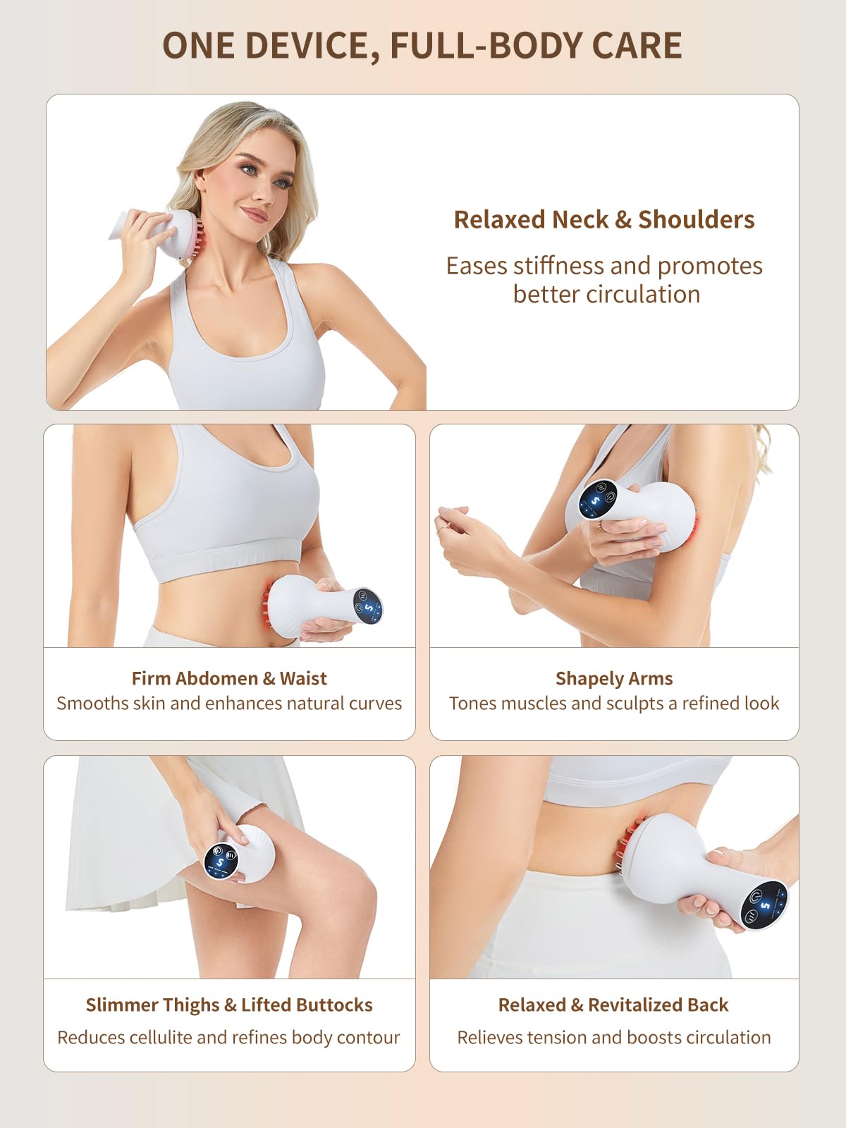 Paiaito Lymphatic Drainage Massager & Anti Cellulite Massage Tool, Helps Reduce Stretch Marks & Cellulite, for Legs, Arms & Belly, Body Sculpting Machine with Microcurrent, Light, Heat & Vibration