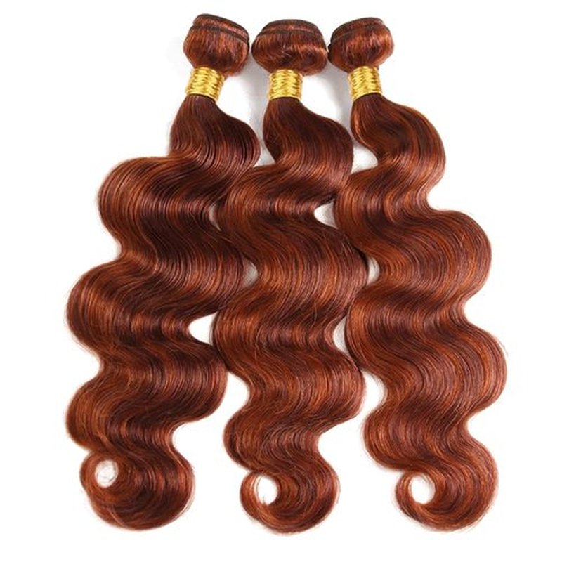 P33/350 Bundle Copper Brown Body Wave Human Hair Bundles Color 350 Ginger Body Wave 3 Bundles 20 20 20 Inch Two Tone Color 33 Auburn Mixe With Ginger Bundle