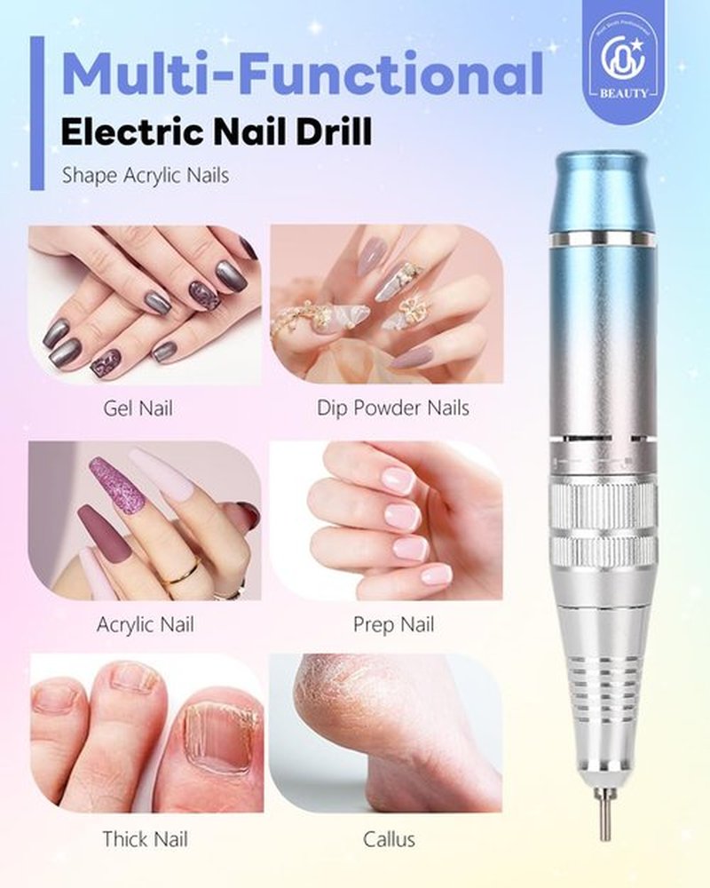 CozyZen Portable Professional Nail Drill, 35,000 RPM Rechargeable Electric Nail File, Cordless E-File Machine with Extended Battery Life, Lightweight Design for Manicure & Pedicure (Gradient Blue)