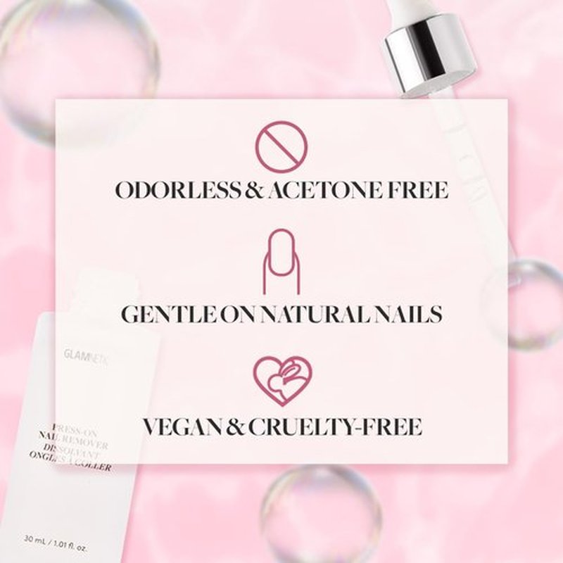 Glamnetic Press On Nail Remover | Odorless, No Acetone, Gentle Press-On Nail Remover Serum for Fake Nails | 30 ml/1.01 fl. oz.