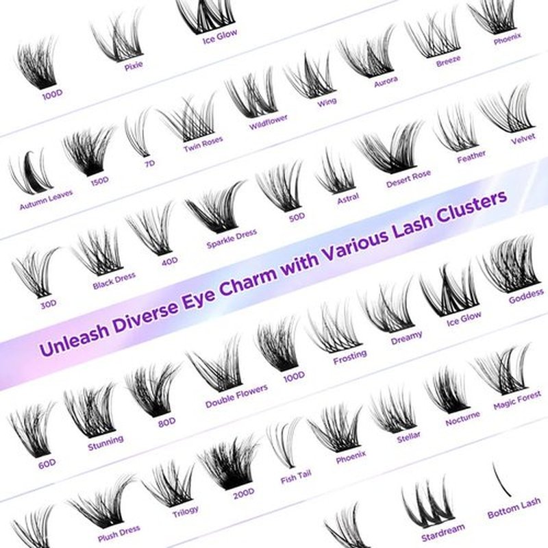 Elitefe Lash Extension Kit DIY Lash Clusters Kit Eyelash Extensions Individual Lashes Extensions with (Lash Bond,Seal,Tweezers,Remover,280,40D50D, 9-16)