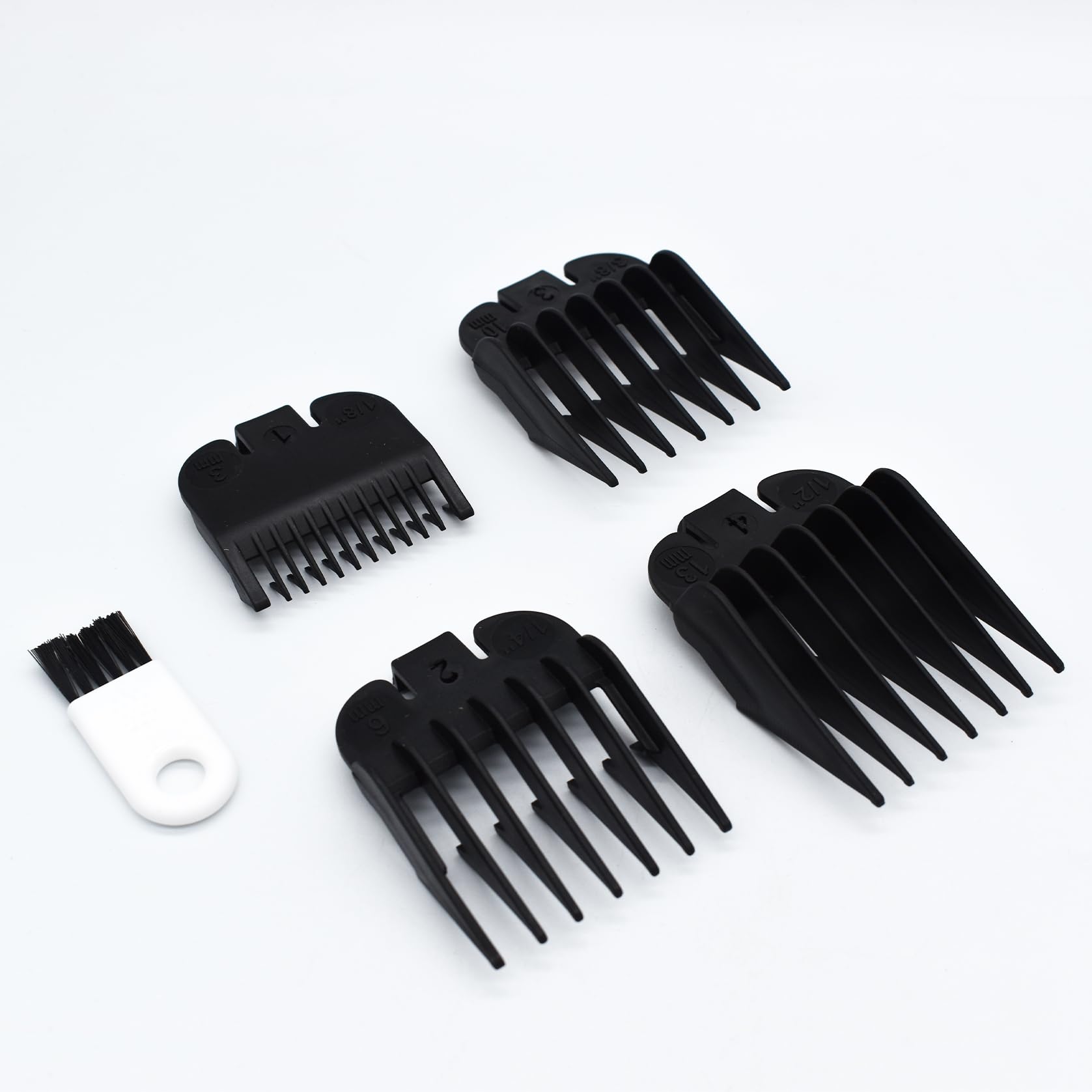 4 Pieces 4 Sizes Black Nylon Professional Hair Clipper Guide Guard Combs #3170-400, 1/8", 1/4", 3/8", 1/2" Compatible with Wahl Standard Full Sized 5 Star Series Magic Clip Hair Clipper Models (Black)