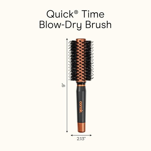 Conair Quick Dry Copper Round Hair Brush - Voluminous Blow Out Styler with Nylon & Boar Bristles