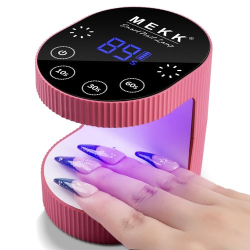 MEKK Cordless Mini UV Light for Gel Nails - 24W Rechargeable Mini UV LED Nail Lamp with Touch Control & Auto Sensor,Small Flash Cure Lamp,4 Timers,Portable Nail Light for Tavel & Home Use-Rose Pink
