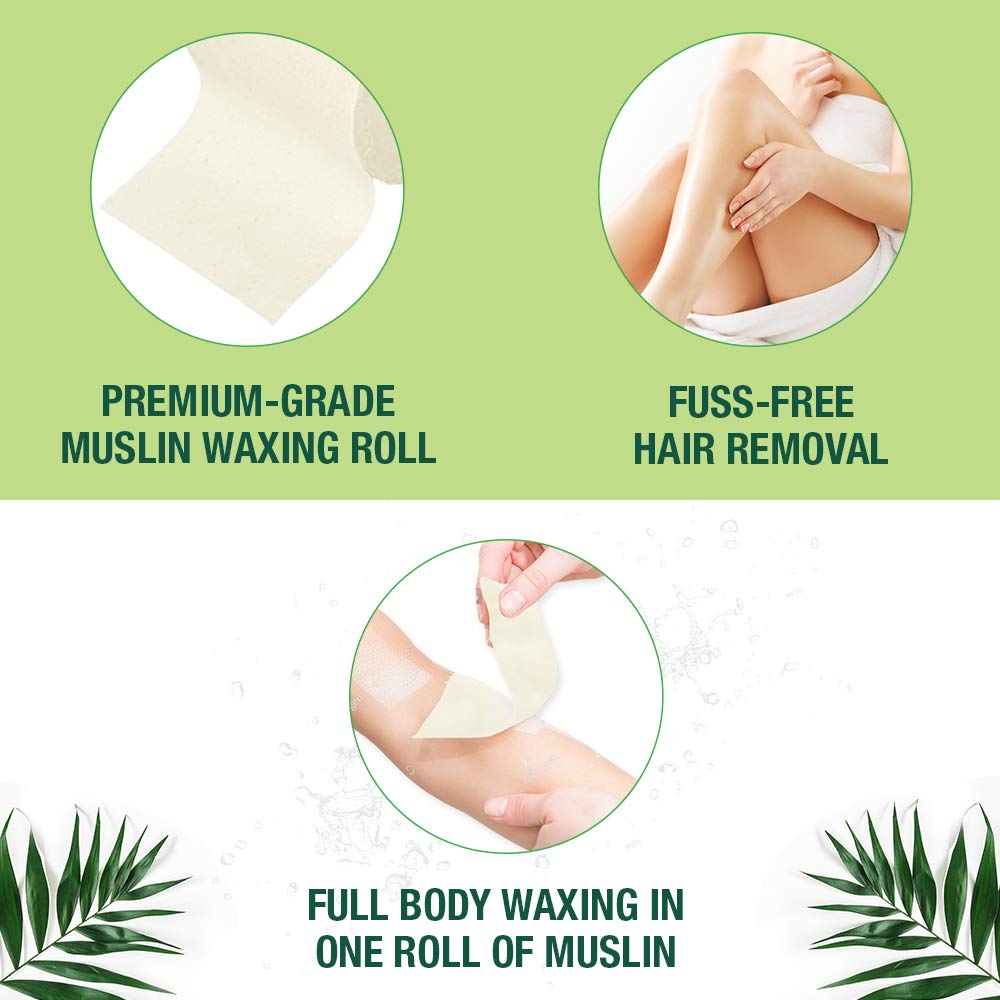 Clean + Easy Muslin Wax Strips – Extra Large Wax Strip Roll for Full Body & Facial Hair Removal, 3.5" x 40 Yards