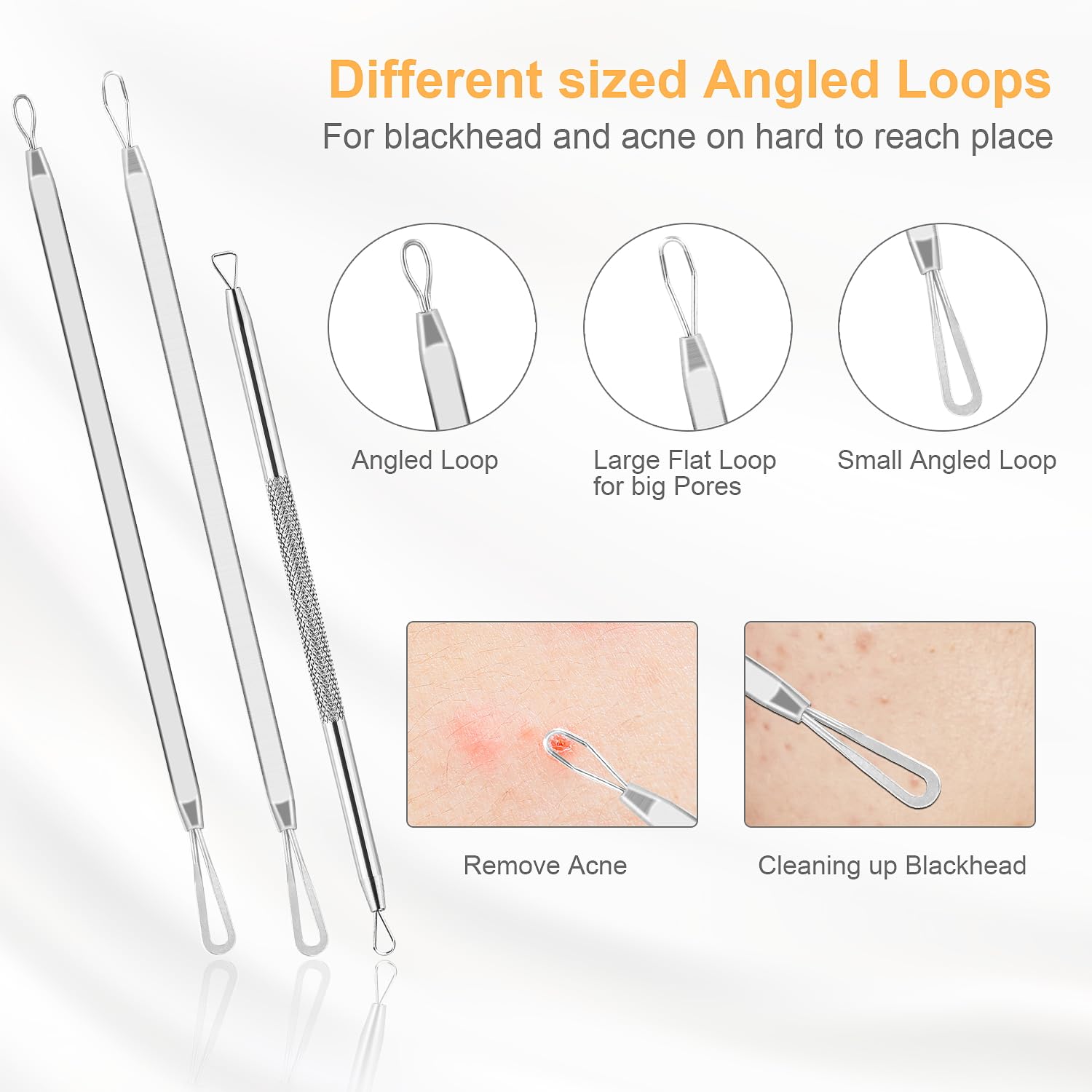 UUBAAR 9PCS Blackhead Remover Tools, Pimple Popper Tool Kit with 2 Tweezers, 304 Stainless Steel Comedone Extractor, 16 Precision Heads Face Nose Acne Zit Removal, Home Esthetician Use & Leather Case
