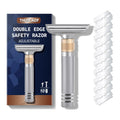 THURLADY Double Edge Safety Razor, Single Blade Razors for Men, with 10 Platinum Coated Swedish Safety Razor Blades, Sustainable, Close and Smooth Wet Shaving, Adjustable Blade Angle, Matte Silver