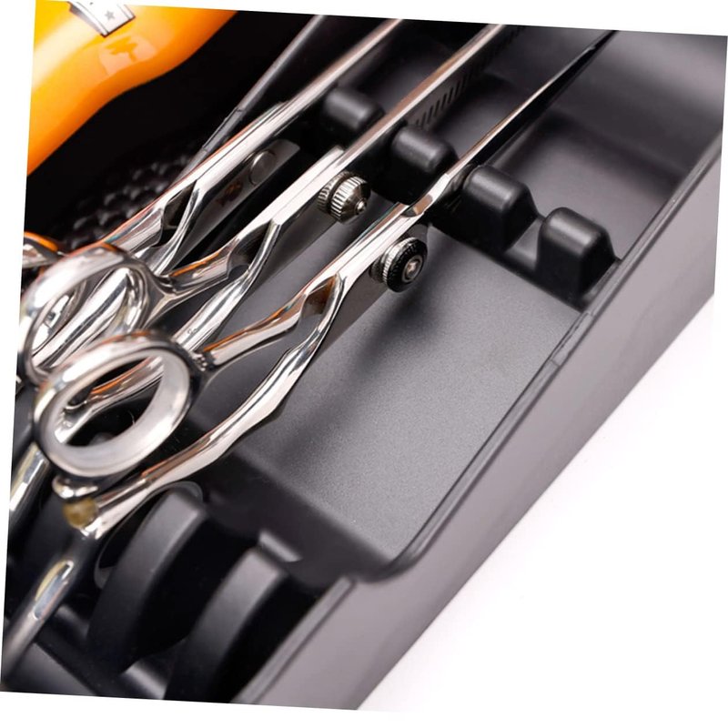 Stylist Tool Box Organizer,Clipper Professional Station Salon Clippers Portable Notches with Scissors Storage Case Organizer Tray Tools Hair for Barber Keeper Trimmer Holder Haircut Razor (Black)