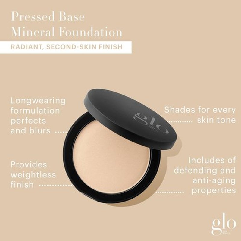 Glo Skin Beauty Pressed Powder Foundation - Buildable Sheer to Full Coverage, Natural Fair Finish