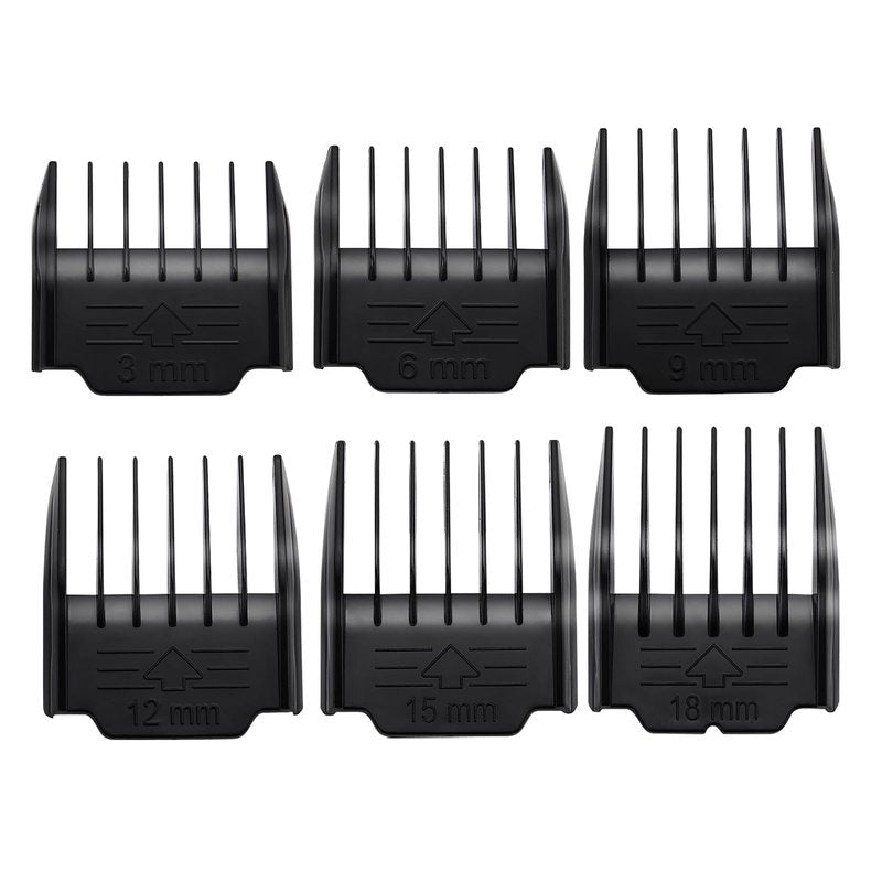 YAZIYIR 6 Pack Attachment Guide Comb Guards Compatible with oneisall Low Noise Dog Clippers,Szie from 3mm-18mm Cut Length, Black