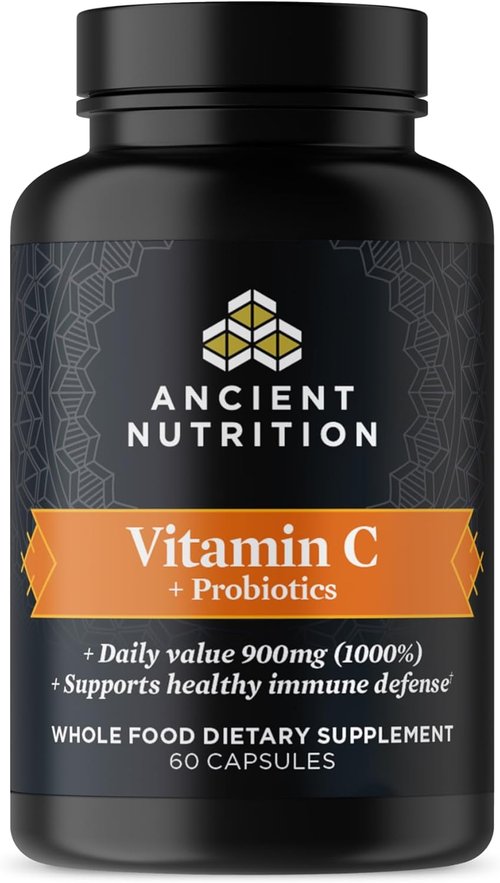 Ancient Nutrition Probiotics & Vitamin C Supplement - Supports Immune & Gut Health | 30 Servings, Non-GMO