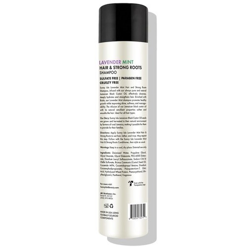 Sunny Isle Lavender Mint Hair & Strong Roots Shampoo - Strengthening, Biotin, Jamaican Black Castor Oil, Paraben & Sulfate Free - 10.1 fl oz