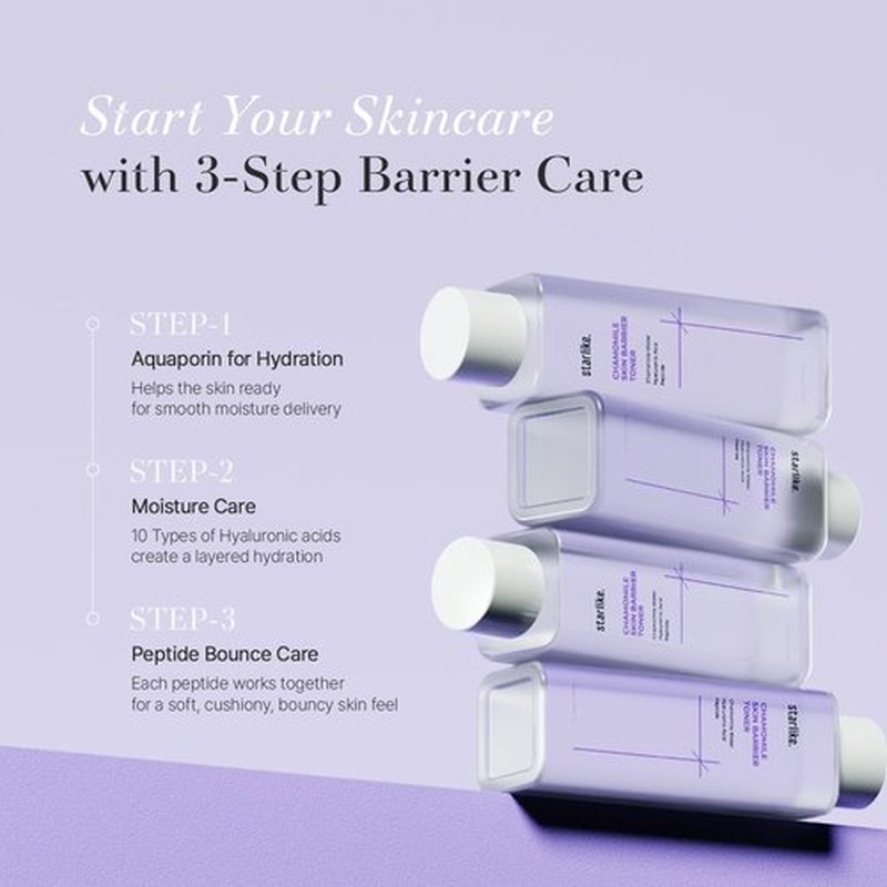 starlike Chamomile Skin Barrier Toner I 7.1 Fl Oz (210 ml) I Face Toner for Soothing, Deep Hydrating, Moisturizing, Boosting & Balancing I Korean Skin Care I Chamomile Water, Hyaluronic Acid & Peptide