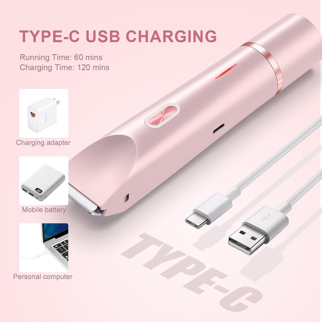 CheckSimple 2025 New Bikini Trimmer for Women,Dermave Bikini Shaver,2-in-1 Electric Razors for Women(Pink)