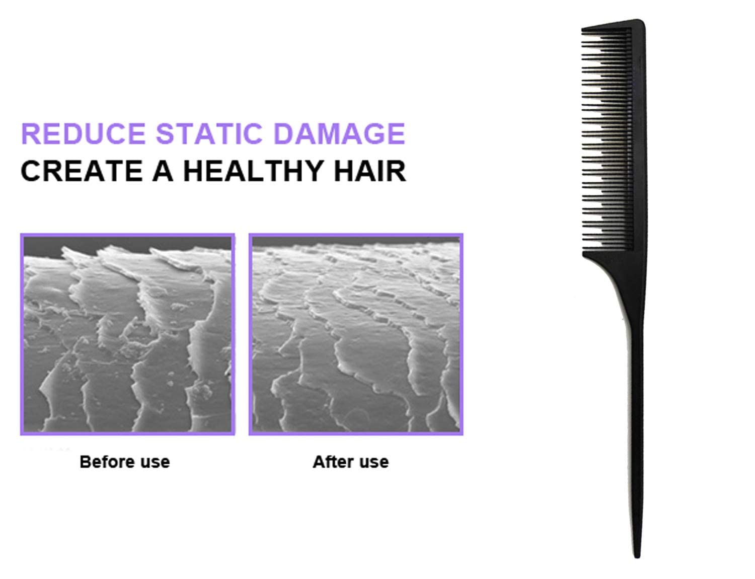 3 Teasing Comb, Tail Comb for Root Teasing for Thin, Add Volume Fine and Normal Hair Types, Hair Comb For Women And Men, 8.75 Inches