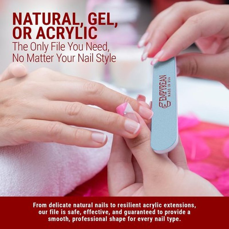 Empyrean Premium Nail Files | Made in USA | Coarse 100/180 Medium | Disinfectable Washable Reuseable | White Cushion File