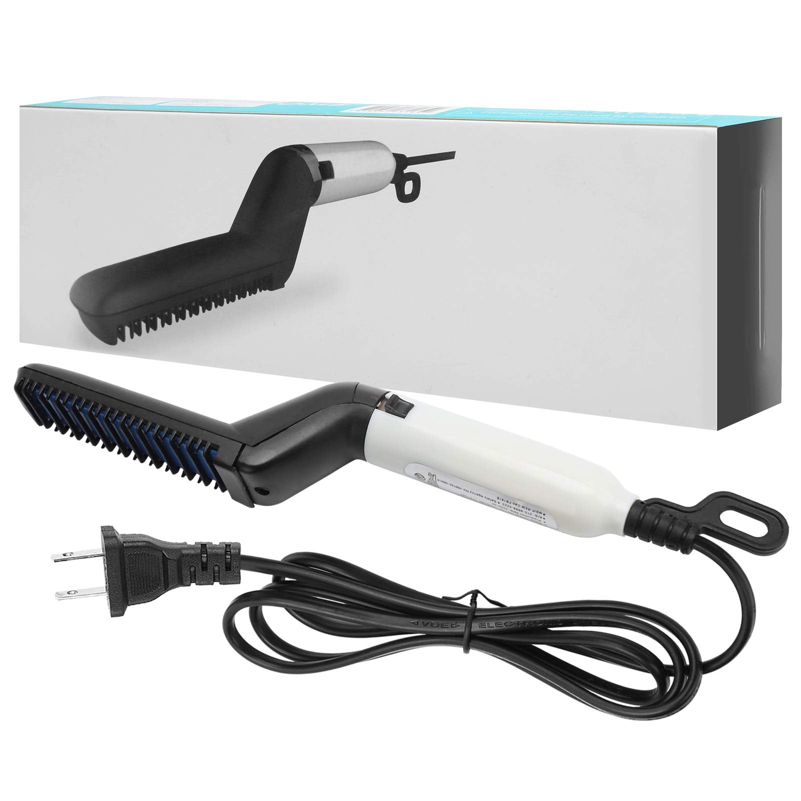 Semme Electric Hair Styling Comb Brush, Men MultiFunctional Electric Hair Comb Brush Fast Heating Hair Styling Beard Straightener Grooming for Home Travel (US Plug)