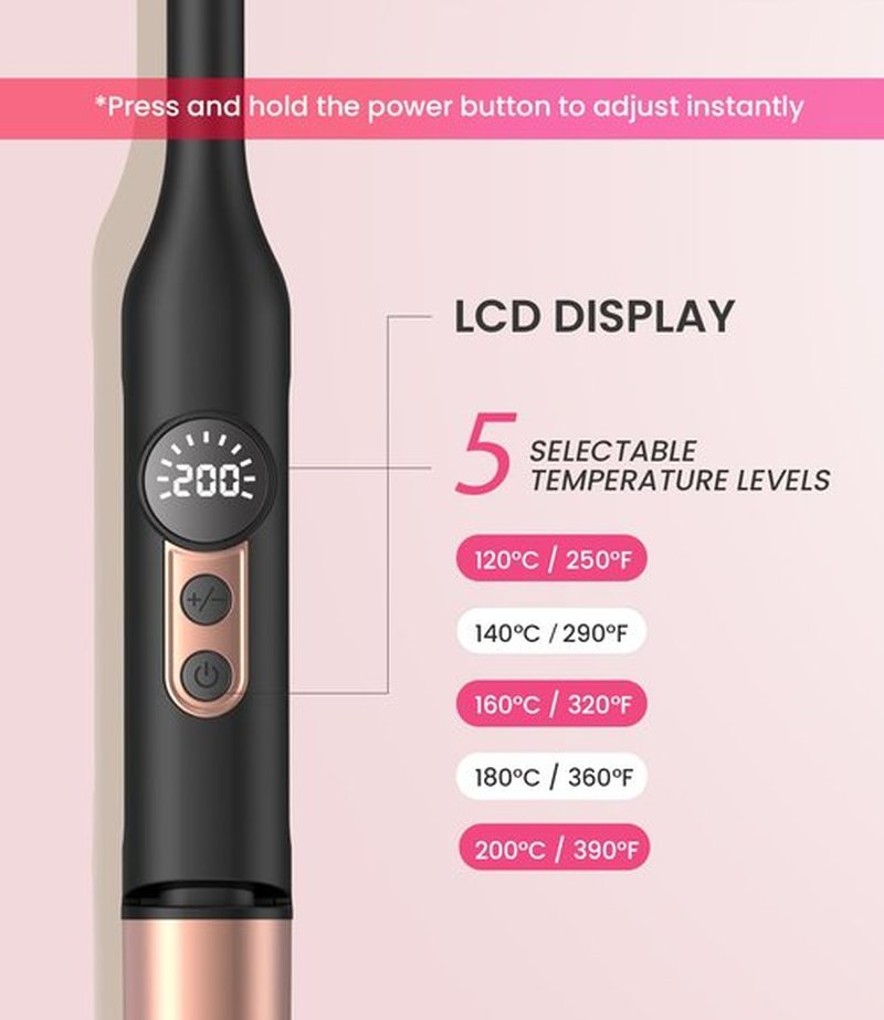 Mini Flat Iron Hair Straightener 1/3 Inch Pencil Flat Iron for Women Portable Travel Straightener and Curler 2 in 1 for Short Hair Beard and Pixie Cut with Adjustable Temp (Rose Gold)