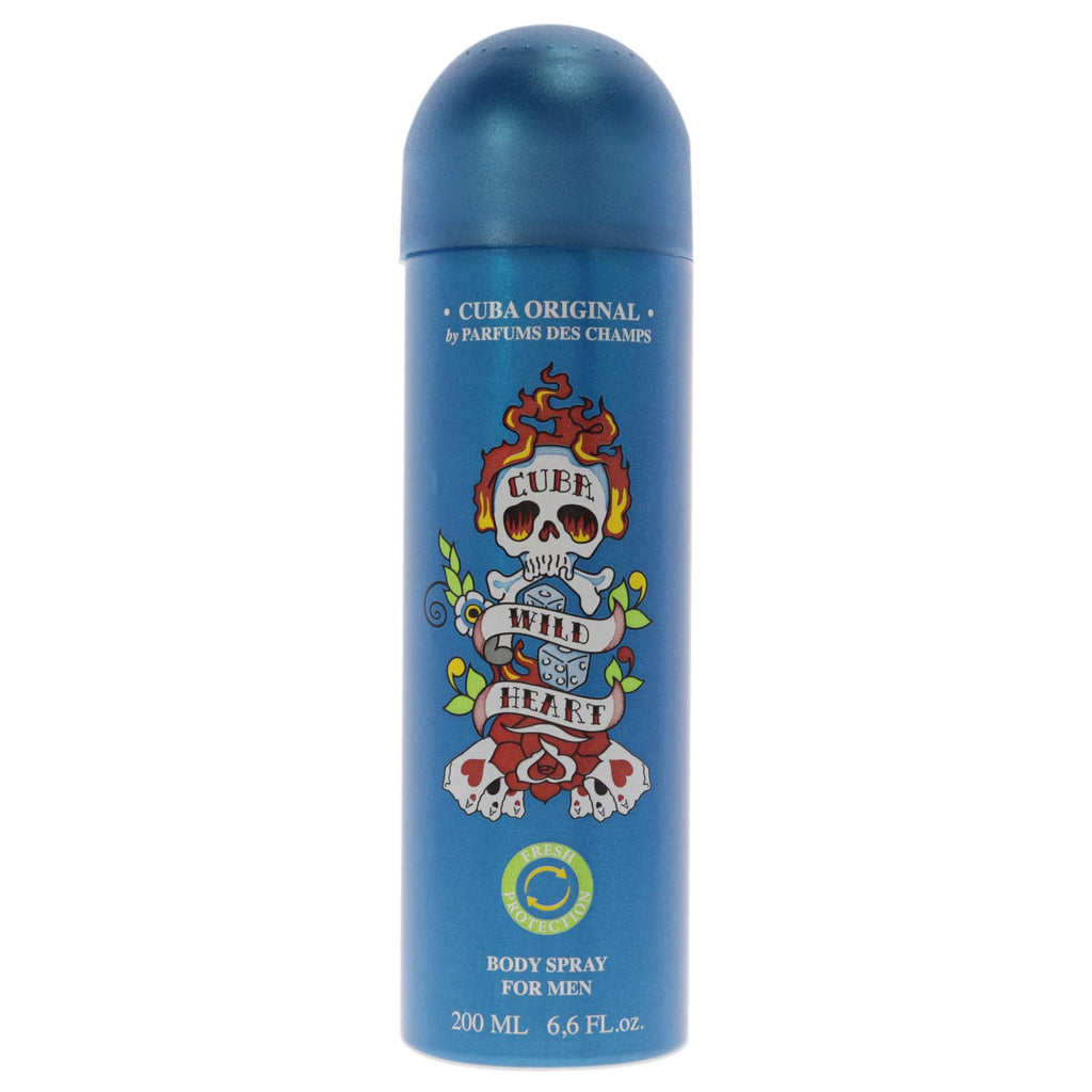 Cuba Original by Parfums Des Champs Wild Heart Men Body Spray 6.6 oz,I0101712