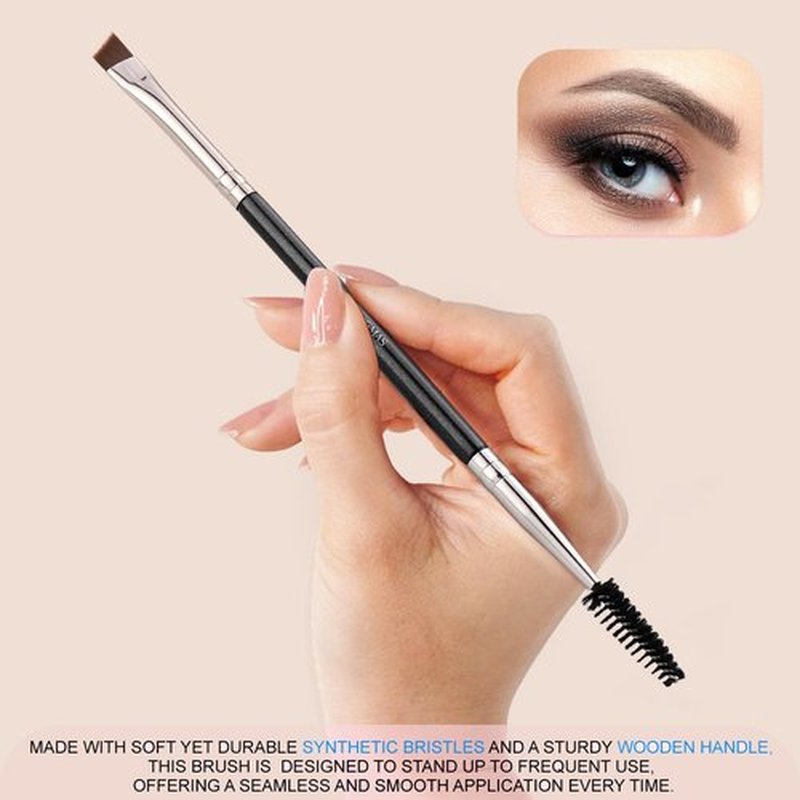 KINGMAS Eyebrow Brush - Professional Duo Angled Spoolie for Lining & Shaping Brows | Black