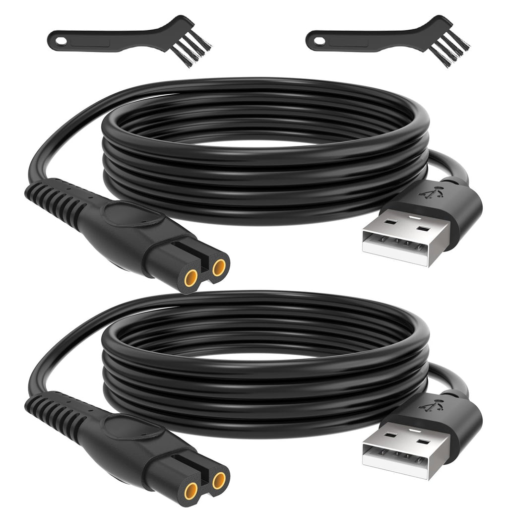 5V USB Charging Cable Compatible with Philips One Blade QP2724 Charger Cord for Phillips Norelco Oneblade 360, QP1924, QP2834, MG5910, Shaver 3600, 3900, 2 Packs Beard Trimmer Power Cord for Travel