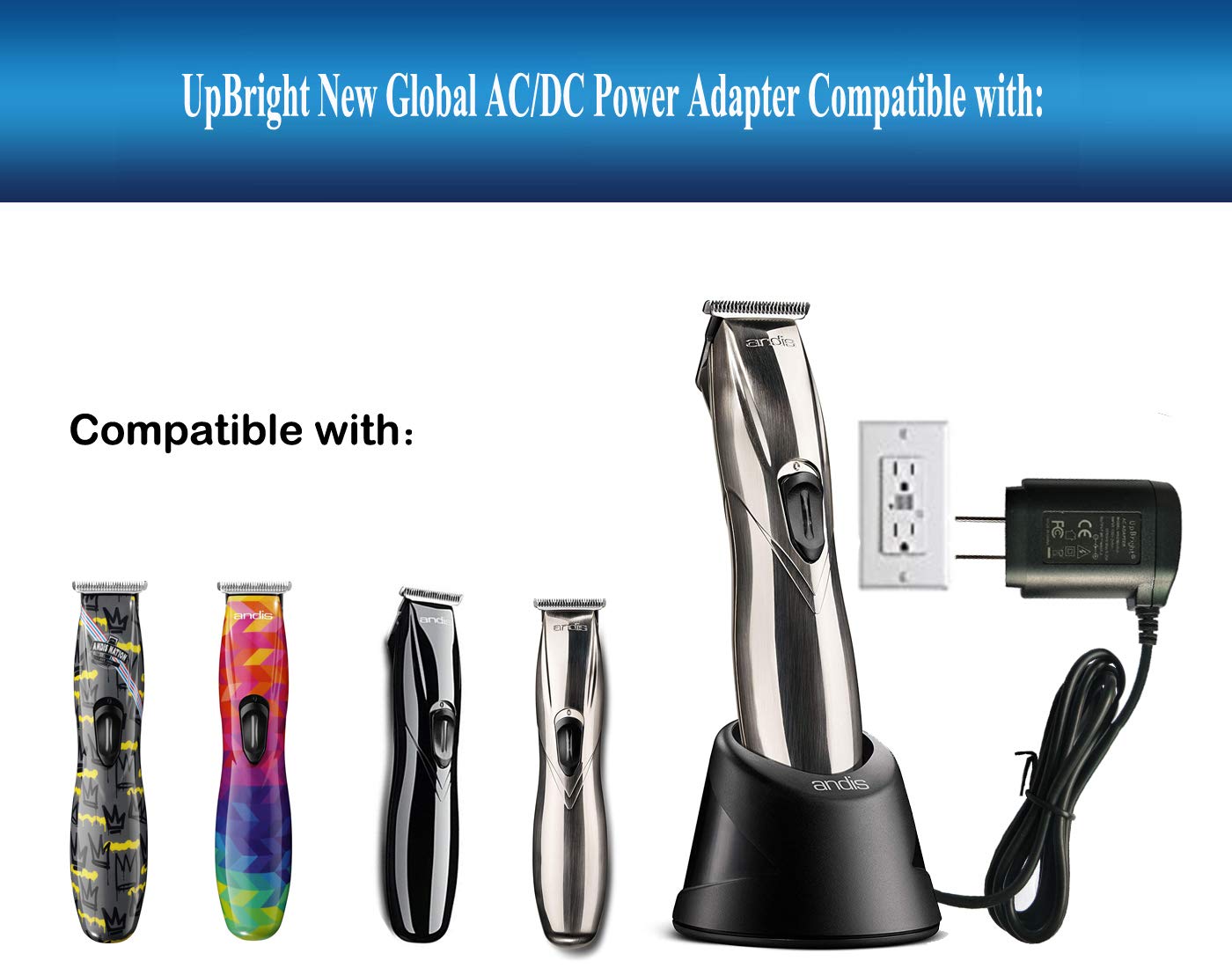 UpBright 4.9V AC/DC Adapter Compatible with Andis D-8 D8 Slimline Pro Hair & Beard Trimmer 72169 72174 32400 32475 32680 32490 32485 32445 32690 33785 32810 Lithium-Ion Battery 5V Power Cord Charger