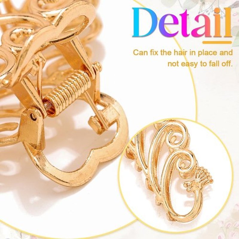CAKURE Metal Claw Clips Gold Hair Clips Fancy Hair Accessories for Women (Pack of 2)