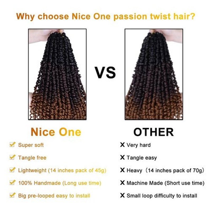 Pre-Twisted Passion Twist Hair, 8 Packs 112 Strands Pre Looped Passion Twist Braiding Hair for Women, Short Passion Twists Crochet Hair Synthetic Hair Extensions (T1B/33/30, 16 Inch (Pack of 8))