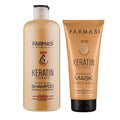 FARMASi Keratin Therapy Shampoo 12.2 fl oz & Hair Mask Set 6.7 fl oz: Repairing Cleanse & Deep Conditioning System for Dry Damaged Hair, Smoothness & Shine